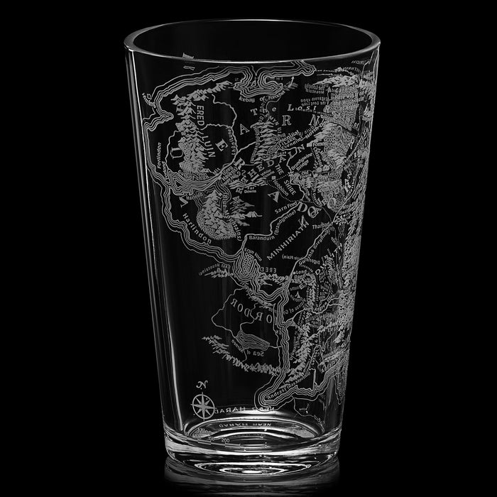 LOTR Middle Earth Map Beer Glass - 15 OZ Middle-Earth Fantasy Glassware Inspired by Lord of The Rings - Unique Novelty Pint Glass Lovers & Fantasy Fans - Durable Housewarming Christmas Gift, Home, Bar