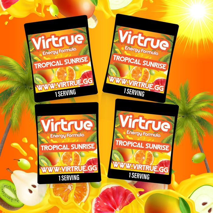 Pre-Workout Travel Packs Set of 4 - Energy Powder + Focus Boost & Hydration | Sugar Free