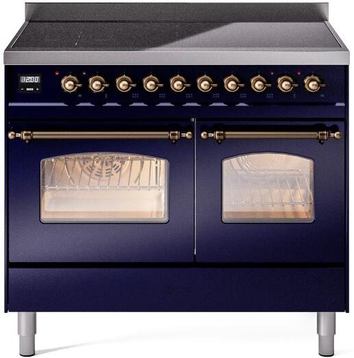 ILVE Nostalgie II 40" Electric Range, Blue, Bronze Trim  UPDI406NMPMBB