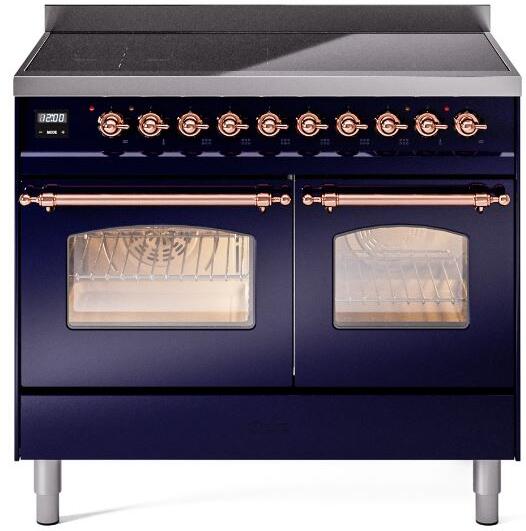 ILVE Nostalgie II 40" Electric Range, Blue, Copper Trim  UPDI406NMPMBP
