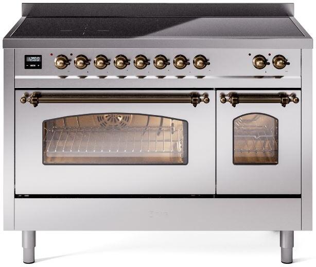 ILVE Nostalgie II 48" Electric Range, Stainless Steel, Bronze Trim UPI486NMPSSB