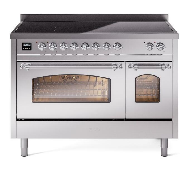 ILVE Nostalgie II 48" Electric, Range, Stainless Steel, Chrome Trim UPI486NMPSSC