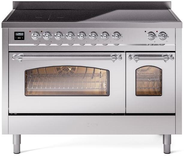 ILVE Nostalgie II 48" Electric, Range, Stainless Steel, Chrome Trim UPI486NMPSSC