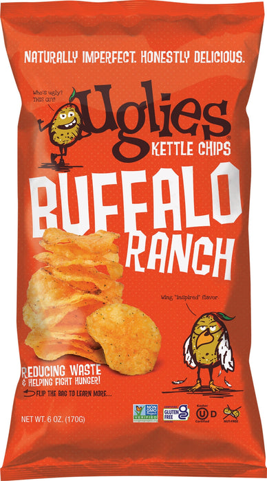 Uglies Buffalo Ranch Flavored Kettle Cooked Potato Chips (Pack of 12) 6 Oz