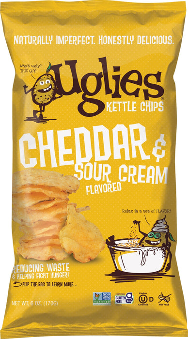 Uglies Cheddar & Sour Cream Potato Chips (Pack of 12 - 6 oz. Bags)