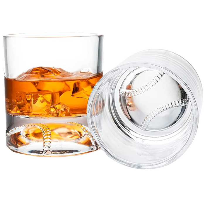 Baseball Whiskey Glass - 12oz Whiskey Glass by The Wine Savant - Perfect for Any Occasion, Baseball Lovers, Baseball Gifts, Baseball Themed Party, Baseball Birthday Gift Set (1)