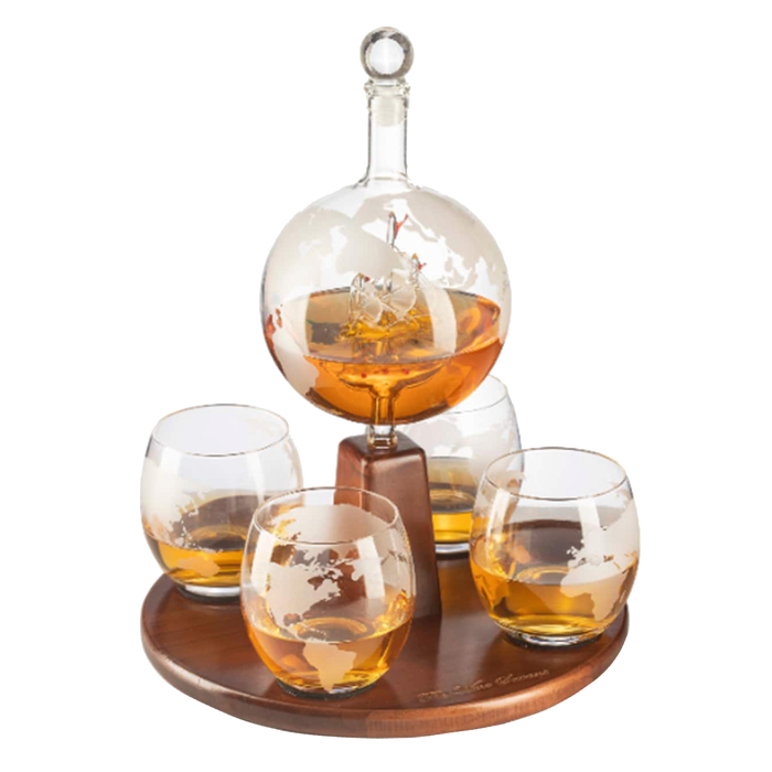 Globe Decanter with 4 glasses Style 4-1