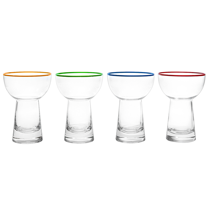 The Wine Savant Hand Blown Margarita Glass – Luxury Hand Blown Confetti Margarita, Martini & Champagne Glasses Cinco de Mayo, Hand Blown Glass – Large Party (Colorful)