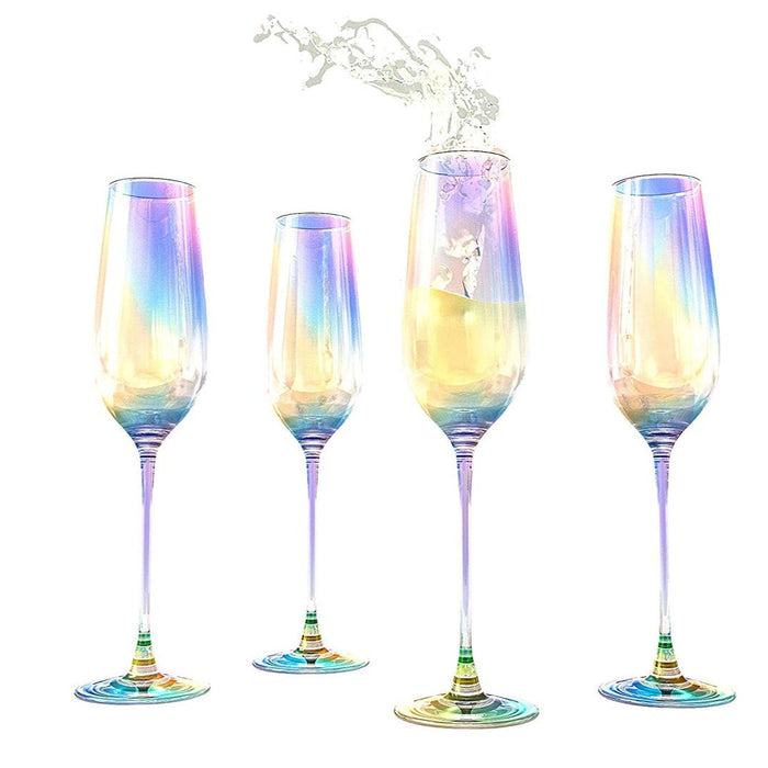 Iridescent Glasses - Crystal Luster Radiance Set of 4 (Tall Flutes)