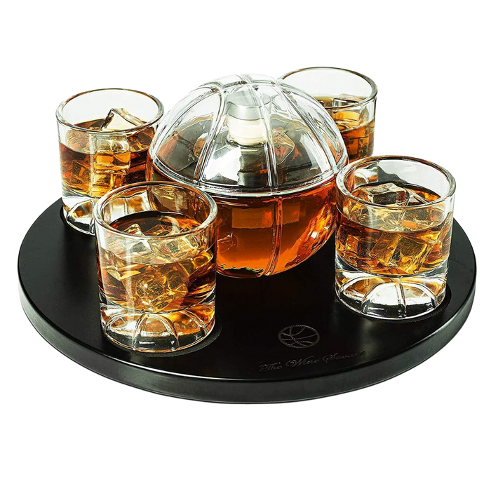 Basketball Decanter Set, Whiskey Scotch or Bourbon Decanter Perfect for Basketball Enthusiasts by The Wine Savant