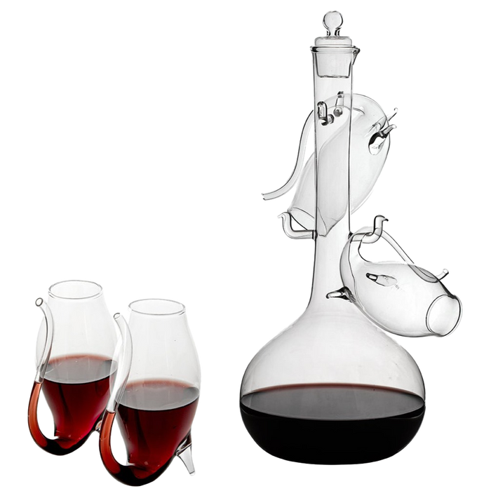 Crystal Port and Dessert Wine Sippers & Decanter, Dry Sherry, Cordial, Aperitif & Nosing Copitas Tasting - Dinner Drink Glassware Glasses | Set of 4 with Carafe - 3 oz Sipper | - The Wine Savant