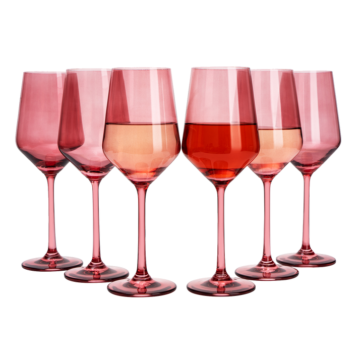 Set of 6 Colored Wine Glasses