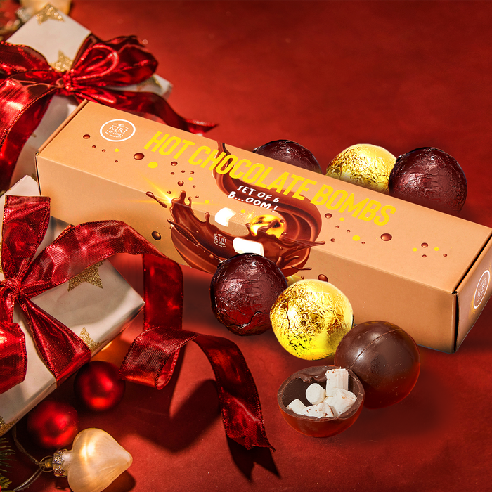 Hot Chocolate Bombs - Set of 6 - Delicious Cocoa Bombs Filled with Marshmallows - 2 Flavors Caramel & Fudge Brownie Candy - Classic Milk Chocolates Cocoa Bomb Gift Set - Delicious Gifts