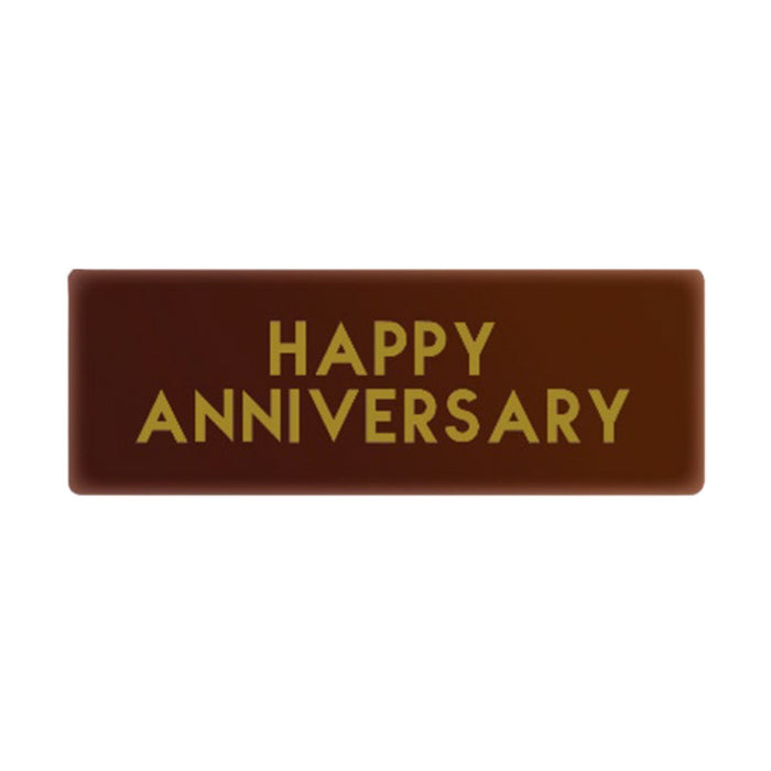 Chocotree Valrhona 64% Grand Cru chocolate plaque with “Happy Anniversary” gold lettering – rectangle decoration for desserts