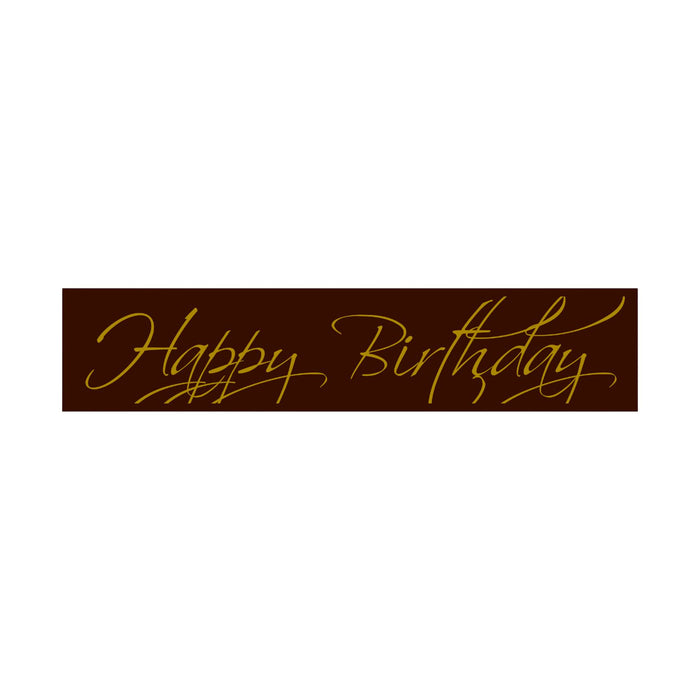 Chocotree Valrhona 64% Grand Cru chocolate plaque with “Happy Birthday” gold lettering – elegant rectangle decoration for cakes