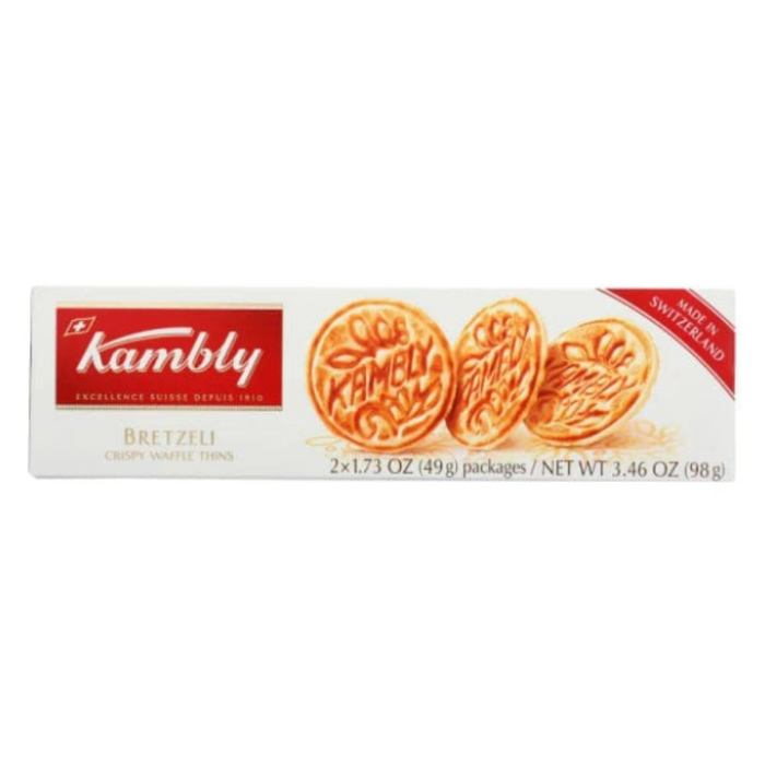 Kambly Bretzeli Waffle Thins, 3.46 Oz Pack, Case of 14