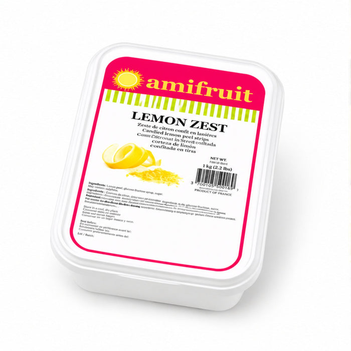 Amifruit Lemon Zest Candied Lemon Peel Strips – Premium French Citrus Inclusion for Baking & Pastry