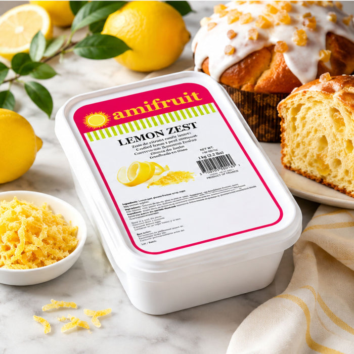 Amifruit Lemon Zest Candied Lemon Peel Strips – Premium French Citrus Inclusion for Baking & Pastry