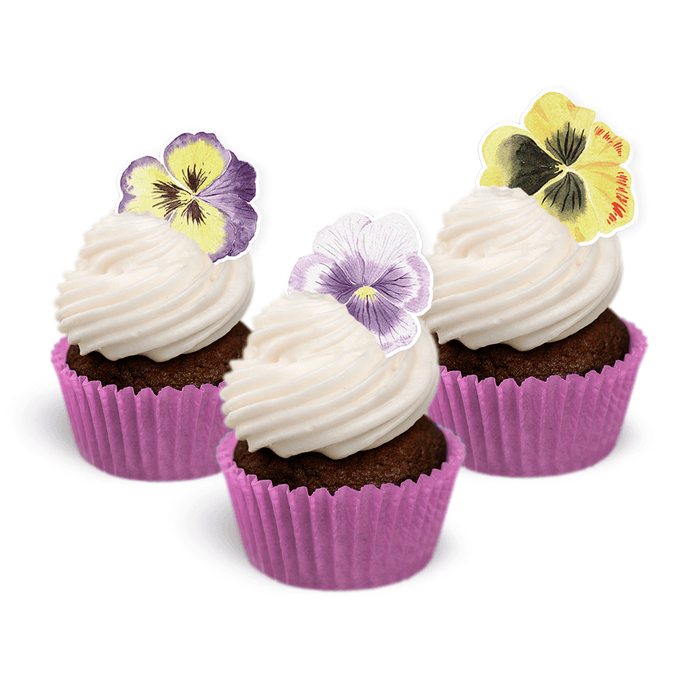 Purple Pansies Edible Cupcake Toppers