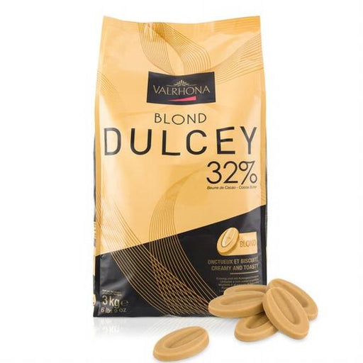 Candy & ChocolateVALRHONA DULCEY 32% FEVEVALRHONA DULCEY 32% FEVESpecialty Food SourceDulcey is a smooth, creamy chocolate with a velvety, enveloping texture and a warm , blond color.  The first notes are buttery, toasty and not too sweet, gradually g