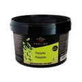 Valrhona Praliné Pistachio 42% paste in a 5kg black tub with green label and pistachio graphics