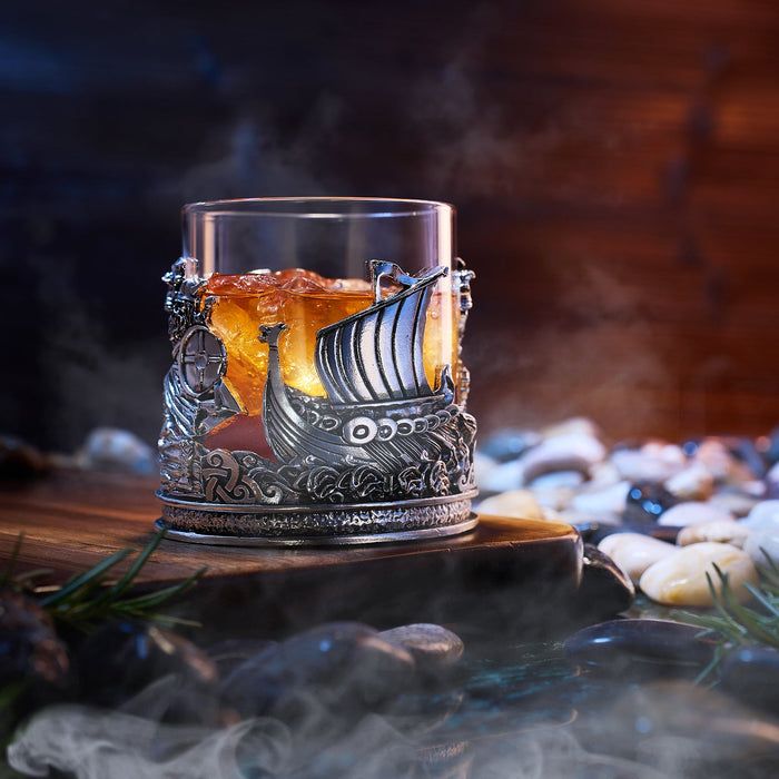 Viking & Mythological Pewter Whiskey, Wine, Beer & Water Drinking Glass - 12oz SINGLE - Water, Rum, Brandy & Scotch Glass, Elegant, Medieval Crystal Cup, Gifts for Men & Women, Old Fashioned Glass