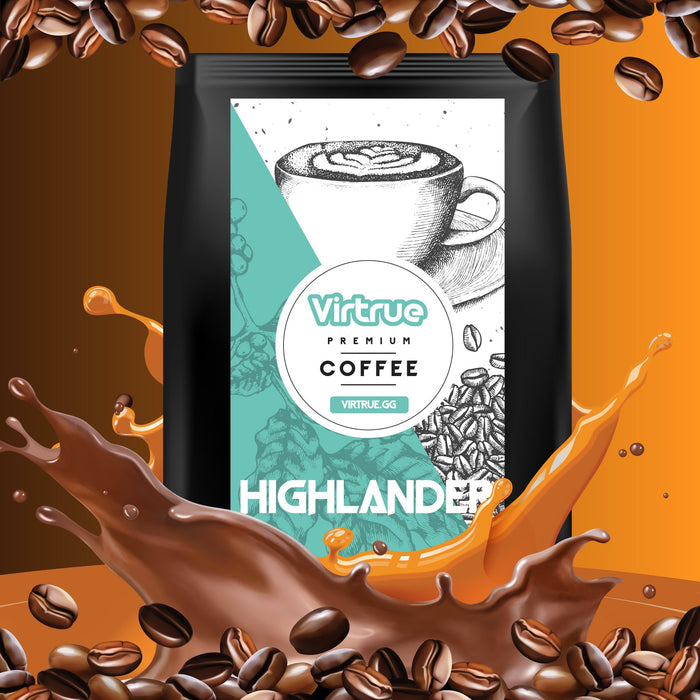 Highlander (Butterscotch, Caramel & Hazelnut) Flavored Coffee – 16oz | Virtrue Premium