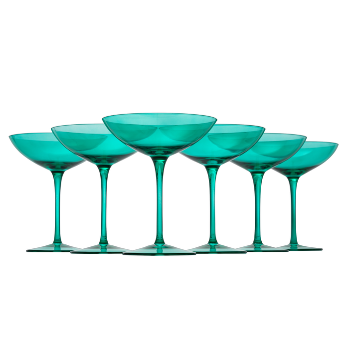 The Wine Savant Colored Vintage Glass Coupes 12oz (6, Teal)