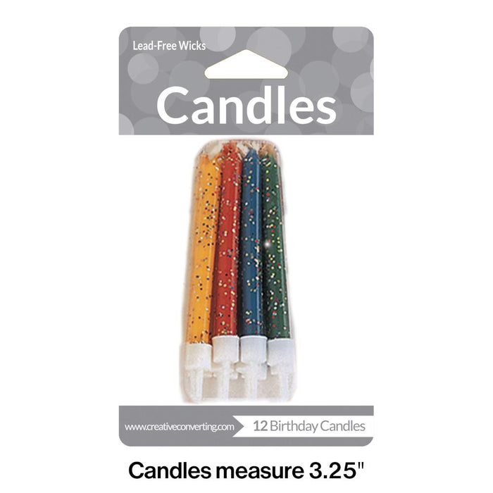 Bulk Assorted Glitter Candles (72 per Case)