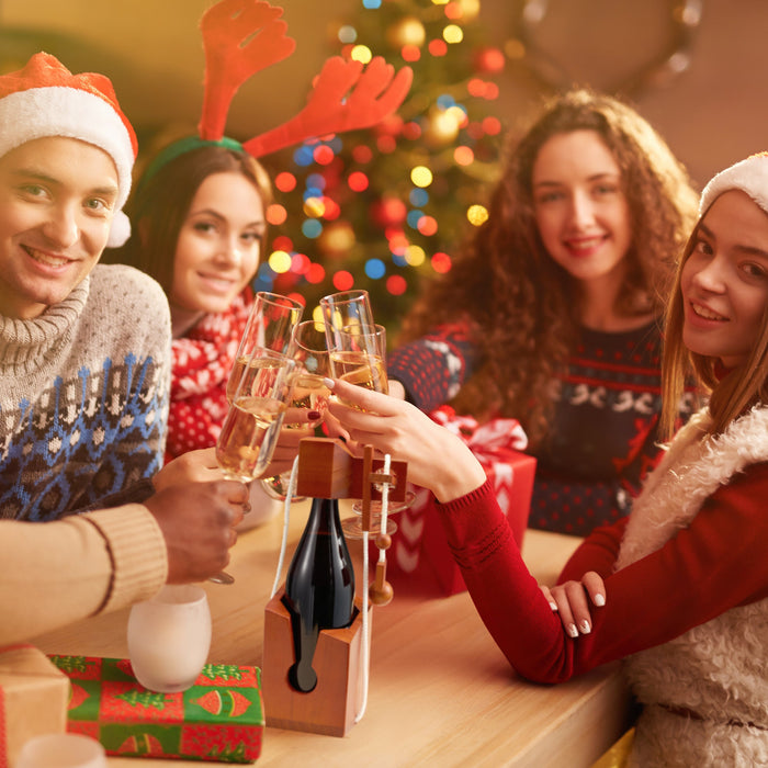 Wine Bottle Puzzle Game - 3D Wooden Wine Bottle Holder - Challenging Solve The Puzzle Lock Games for Adults 21+, Functional Champagne Red Wine Storage, Wine Lover Gifts, Game Night, Housewarming Gift