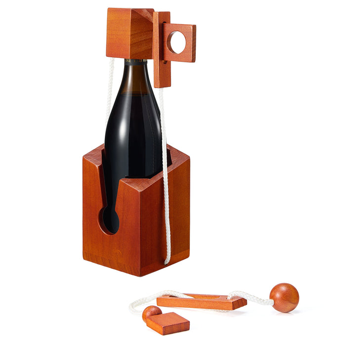 Wine Bottle Puzzle Game - 3D Wooden Wine Bottle Holder - Challenging Solve The Puzzle Lock Games for Adults 21+, Functional Champagne Red Wine Storage, Wine Lover Gifts, Game Night, Housewarming Gift