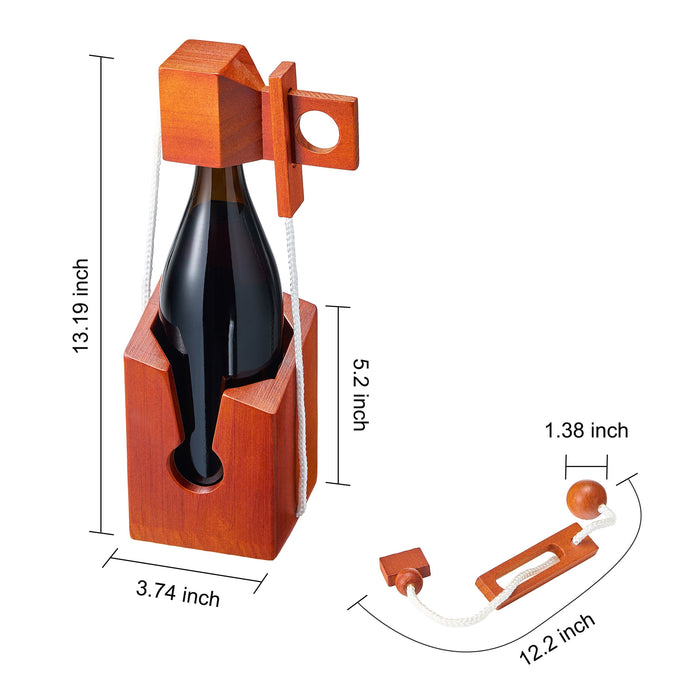 Wine Bottle Puzzle Game - 3D Wooden Wine Bottle Holder - Challenging Solve The Puzzle Lock Games for Adults 21+, Functional Champagne Red Wine Storage, Wine Lover Gifts, Game Night, Housewarming Gift