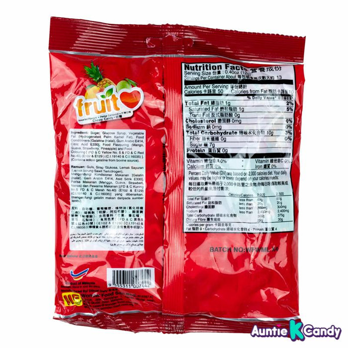 WonderFood Fruit Love Assorted Chewy Candy Pineapple Mango Strawberry Guava Heart 5.30 oz