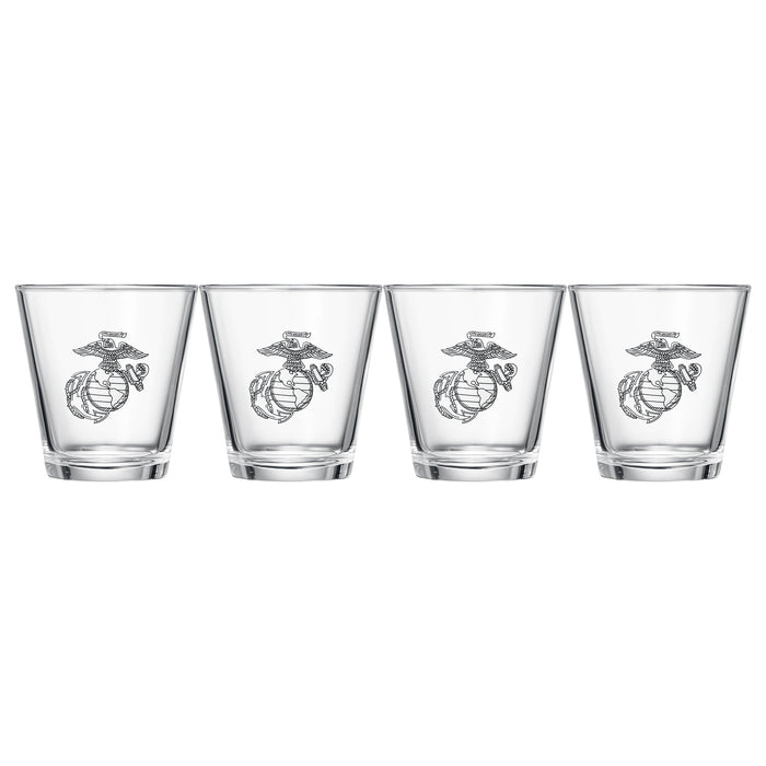 Marine Whiskey & Wine Glasses Set of 4, Anchor and Globe Whiskey Glasses 10oz Marines Gift by The Wine Savant - Military Gift Set Set, Veterans, Marine Gifts (Copy)