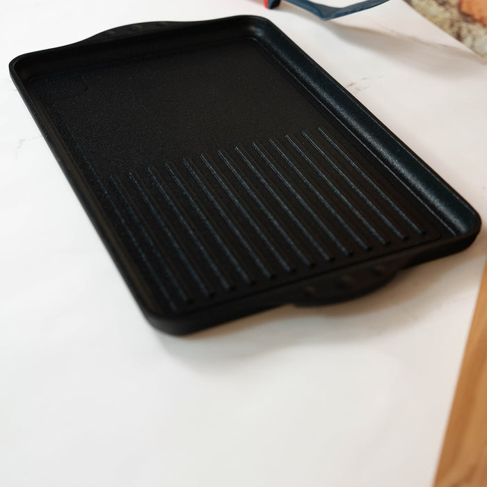 XD Nonstick 17" x 11" Double-Burner Grill/Griddle Combo