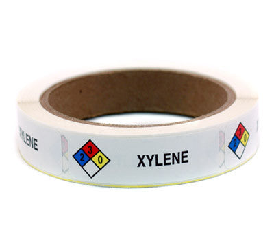 "Xylene" HMIG Safety Labels, 0.75" x 2.5", 250/ROLL