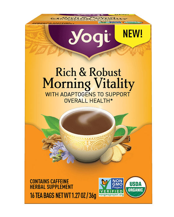 Yogi Tea Morning Vitality - Revitalizing Herbal Tea Blend (Pack of 6 - 16 Tea Bags)