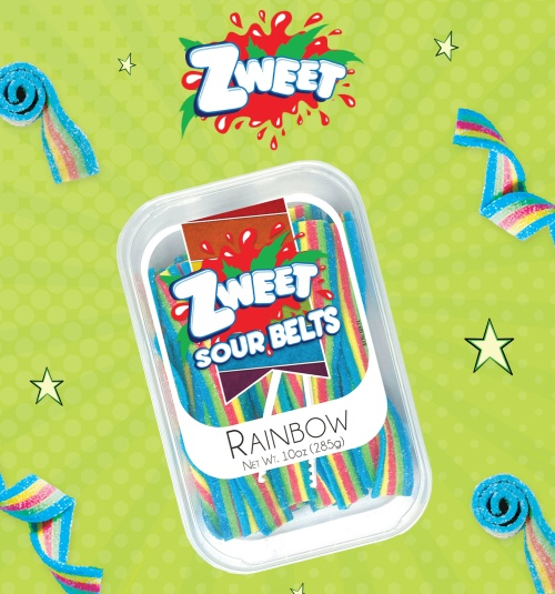 Sour Rainbow Belts  | Zweet | 10 oz