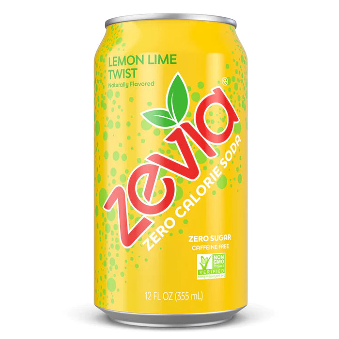 Zevia Zero Sugar Lemon-Lime Twist Soda, 12 Fl Oz (Pack of 12)