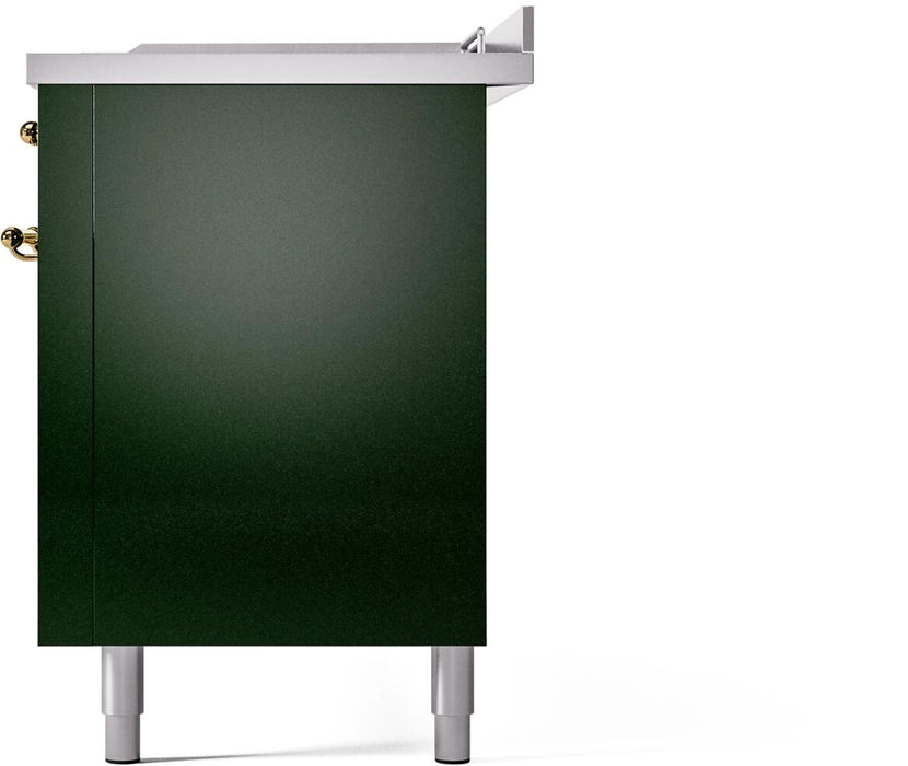 ILVE Nostalgie II 60" Dual Fuel Liquid Propane Range, Emerald Green, Brass Trim UP60FSNMPEGGLP