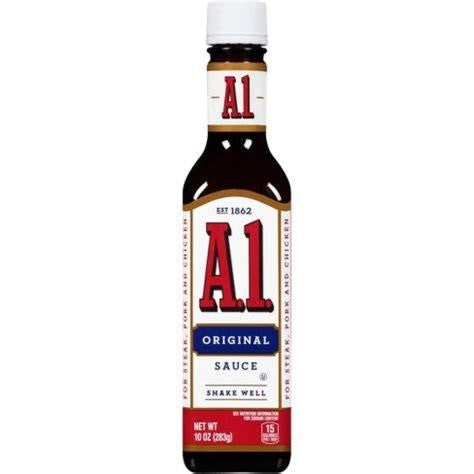 Condiments & SaucesSteak Sauce, A1Steak Sauce, A1Specialty Food SourceThe all-purpose steak sauce that will make your meat sing. With a perfect blend of spices and flavors, this sauce is good on any cut of beef. Whether you're grilling