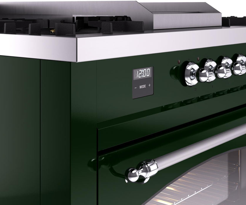 ILVE Nostalgie II 60" Dual Fuel Liquid Propane Range, Emerald Green, Chrome Trim UP60FSNMPEGCLP