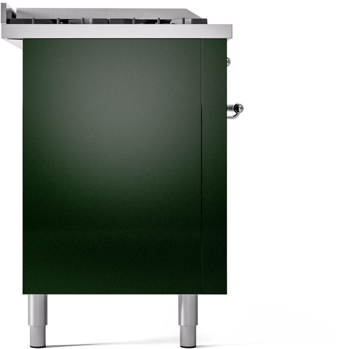 ILVE Nostalgie II 60" Dual Fuel Natural Gas Range, Emerald Green, Chrome Trim UP60FSNMPEGC