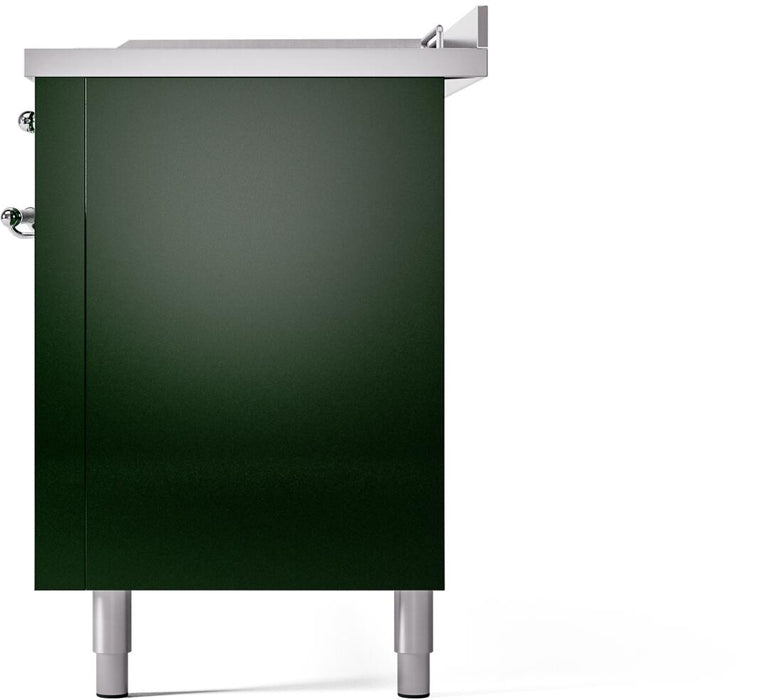ILVE Nostalgie II 60" Dual Fuel Natural Gas Range, Emerald Green, Chrome Trim UP60FSNMPEGC