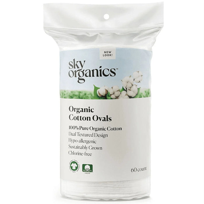 Sky Organics - Organic Cotton Ovals, 60 Count (Pack of 1) - Makeup Removal