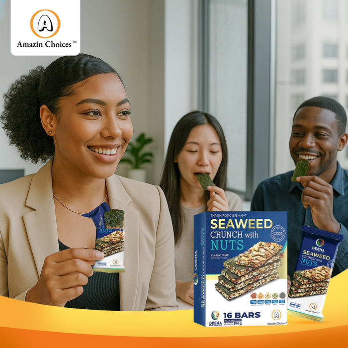 Buy for $39.98, Get 3 FREE Snack Gifts ($20.97 Value) – Amazin Choices Premium Seaweed Crunch with Nuts, 2 Boxes (32 Bars) – Gifts: Dried Guava, Coconut Cracker & Dried Chili Mango