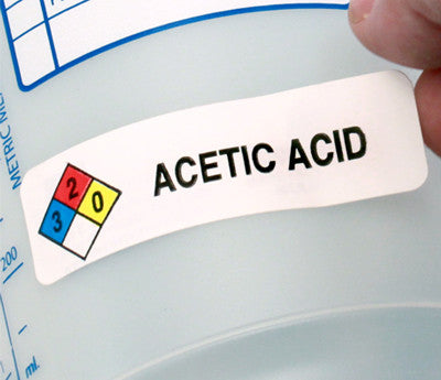 "Acetic Acid" HMIG Safety Labels, 0.75" x 2.5", 250/ROLL