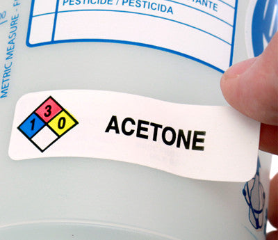 "Acetone" HMIG Safety Labels, 0.75" x 2.5", 250/ROLL