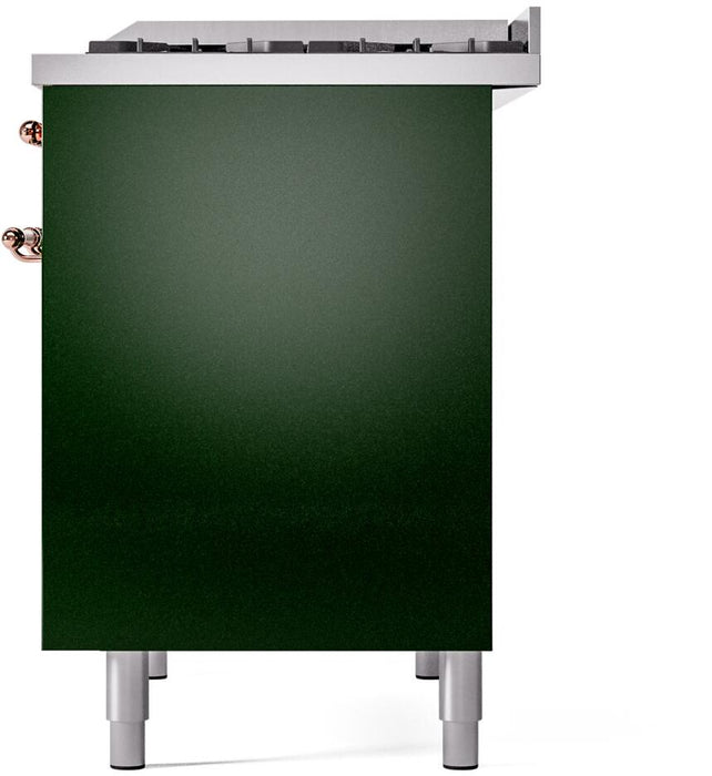 ILVE Nostalgie II 40" Dual Fuel Liquid Propane Range, Emerald Green, Copper Trim ILVE UPD40FNMPEGPLP