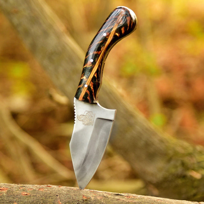Acid Washed High Carbon Steel Knife – Pinecone Resin Handle (Green, Black, Red) | JW SteelCrafts